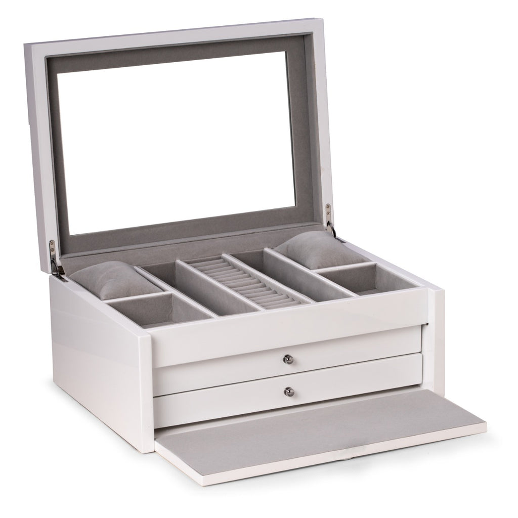 Leighton White Lacquer Jewelry Chest