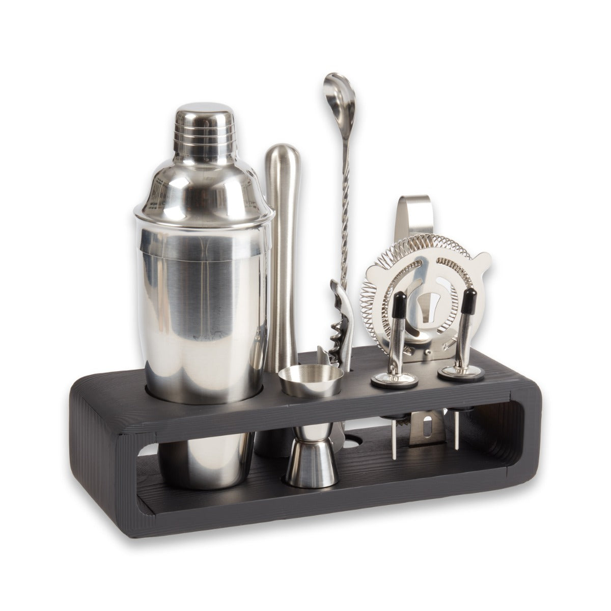 Mahattan Nine Piece Bar Set with Black Wood Base