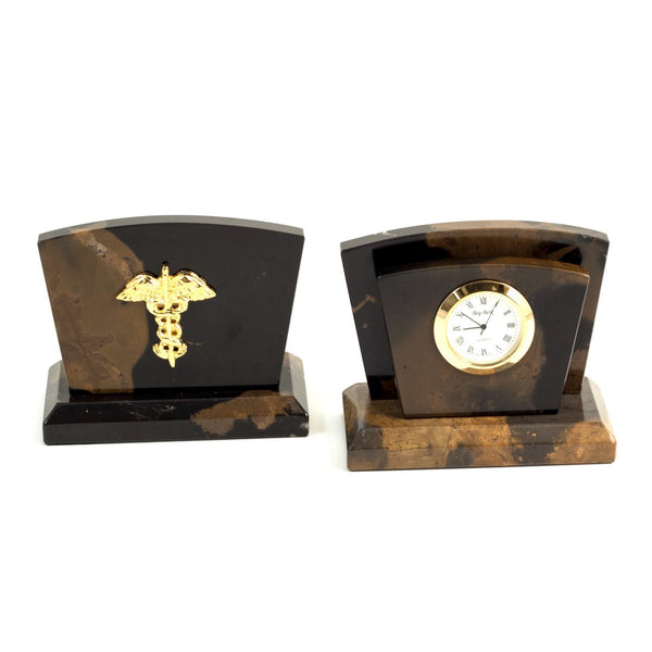 "Apollo" Quartz Clock- Tiger Eye