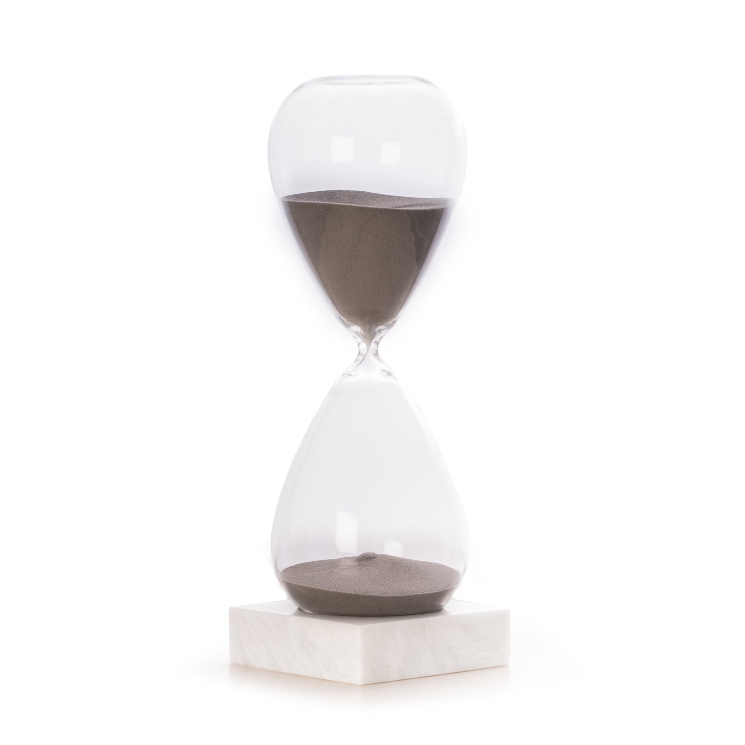 90 Minute Hourglass Sand Timer on Marble Base, Grey Sand