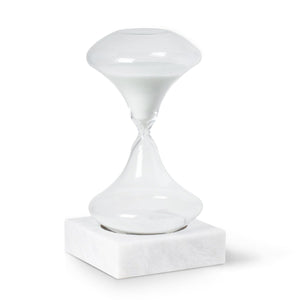 Luna 45 minute Art Deco Hourglass on White Marble Base
