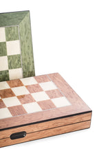 Harrison Brown Inlaid  Wood Backgammon & Chess Set