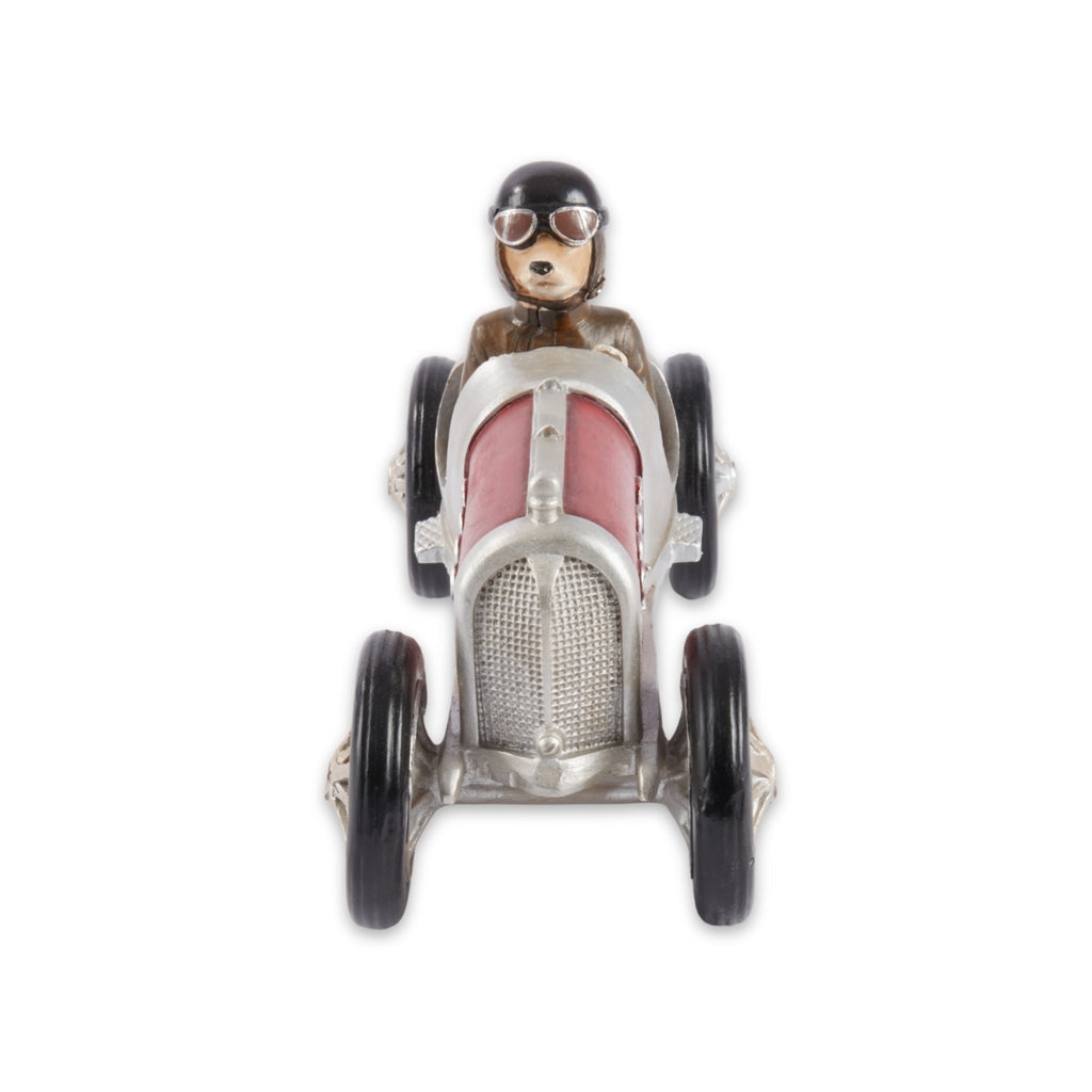 Collectable Resin Dog Driving Race Car