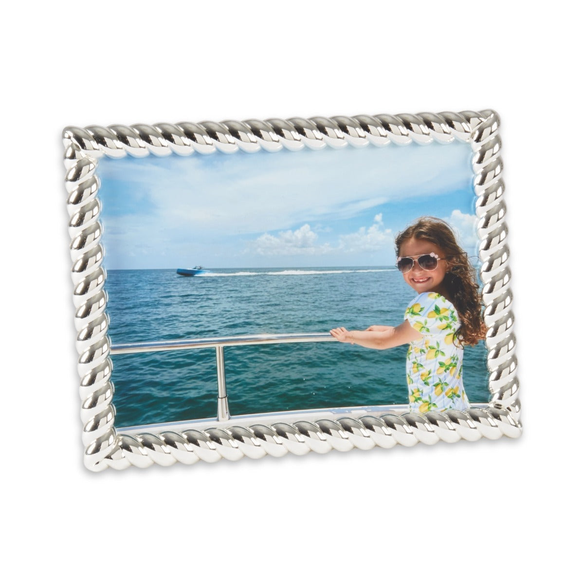 Silver Plated Rope Design 4x6 Frame