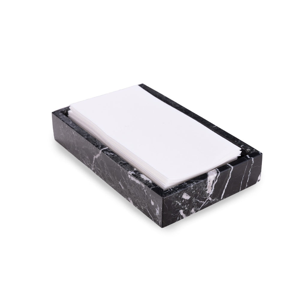 Ezra Black Zebra Genuine Marble Guest Towel Tray