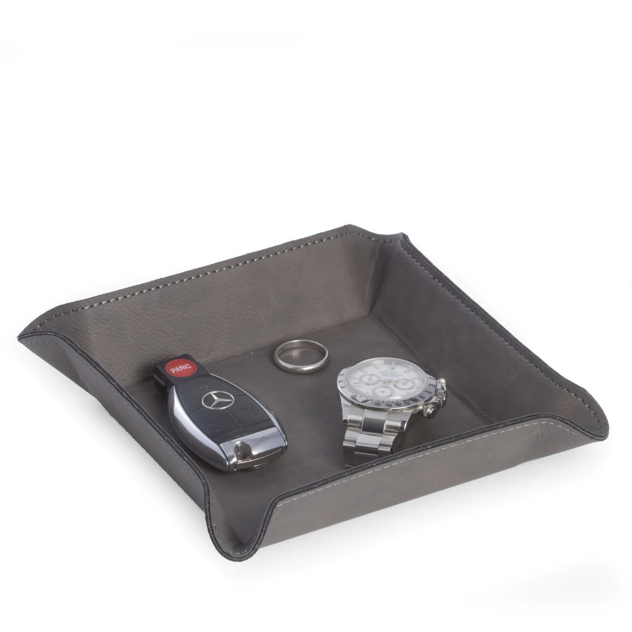 Square Valet in Grey Leatherette